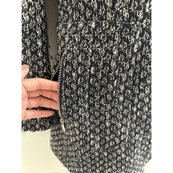 ZARA Tweed Jacket Blazer Full Zip Lined Womens Size Small Black White Office‎ - Picture 6 of 13